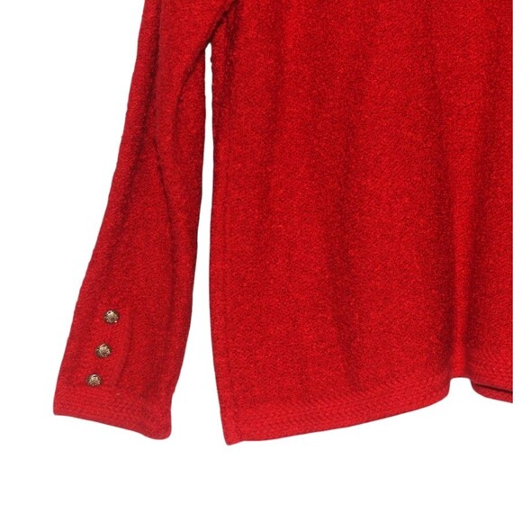Vintage Rochelle Boucle Jacket Red w/ Gold Buttons Shoulder Pads Size M - Picture 7 of 8